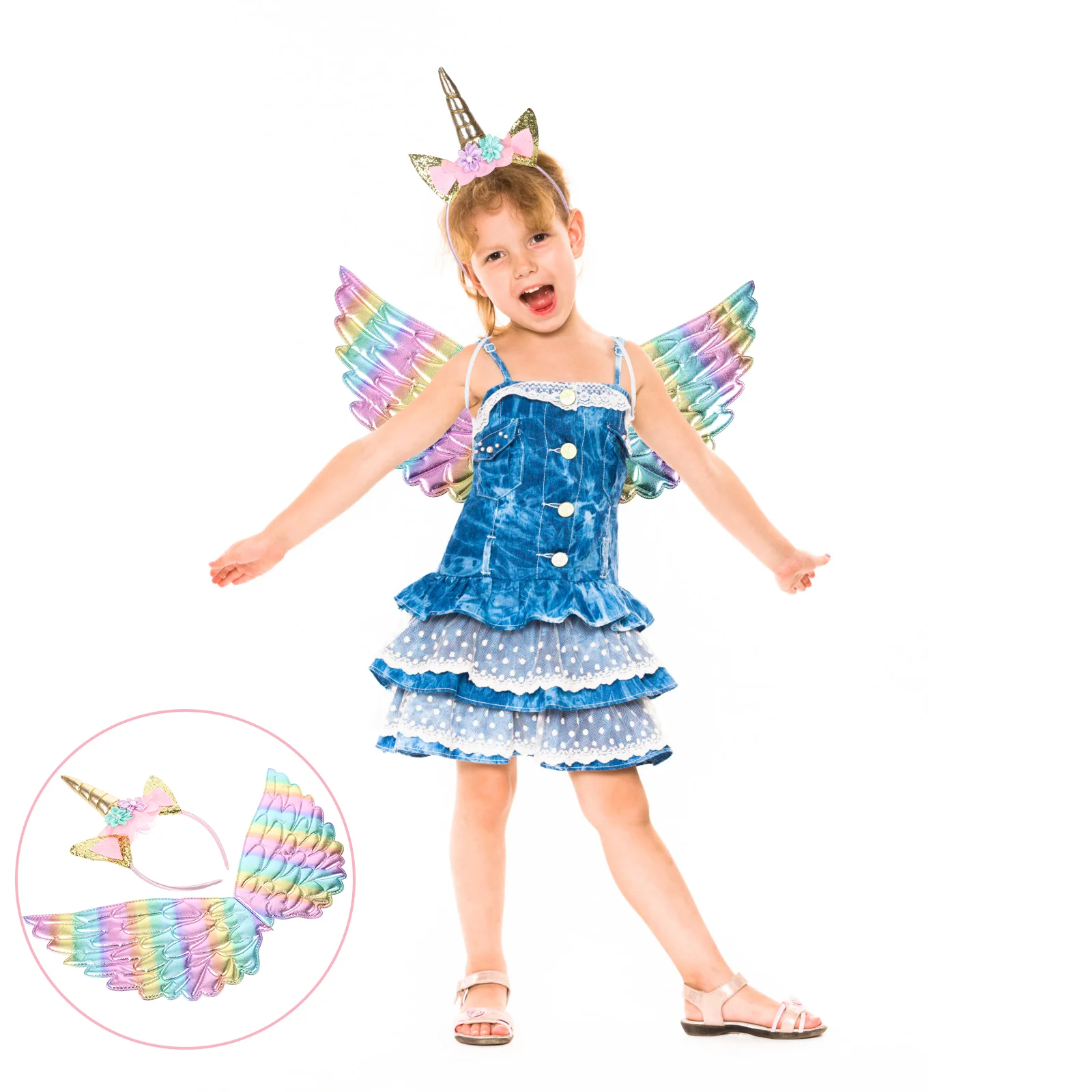 

Christmas Angel Wing And Hair Dress Outfit For Kids Birthday Party Costume Stage Performance(Headband, Random Pattern)