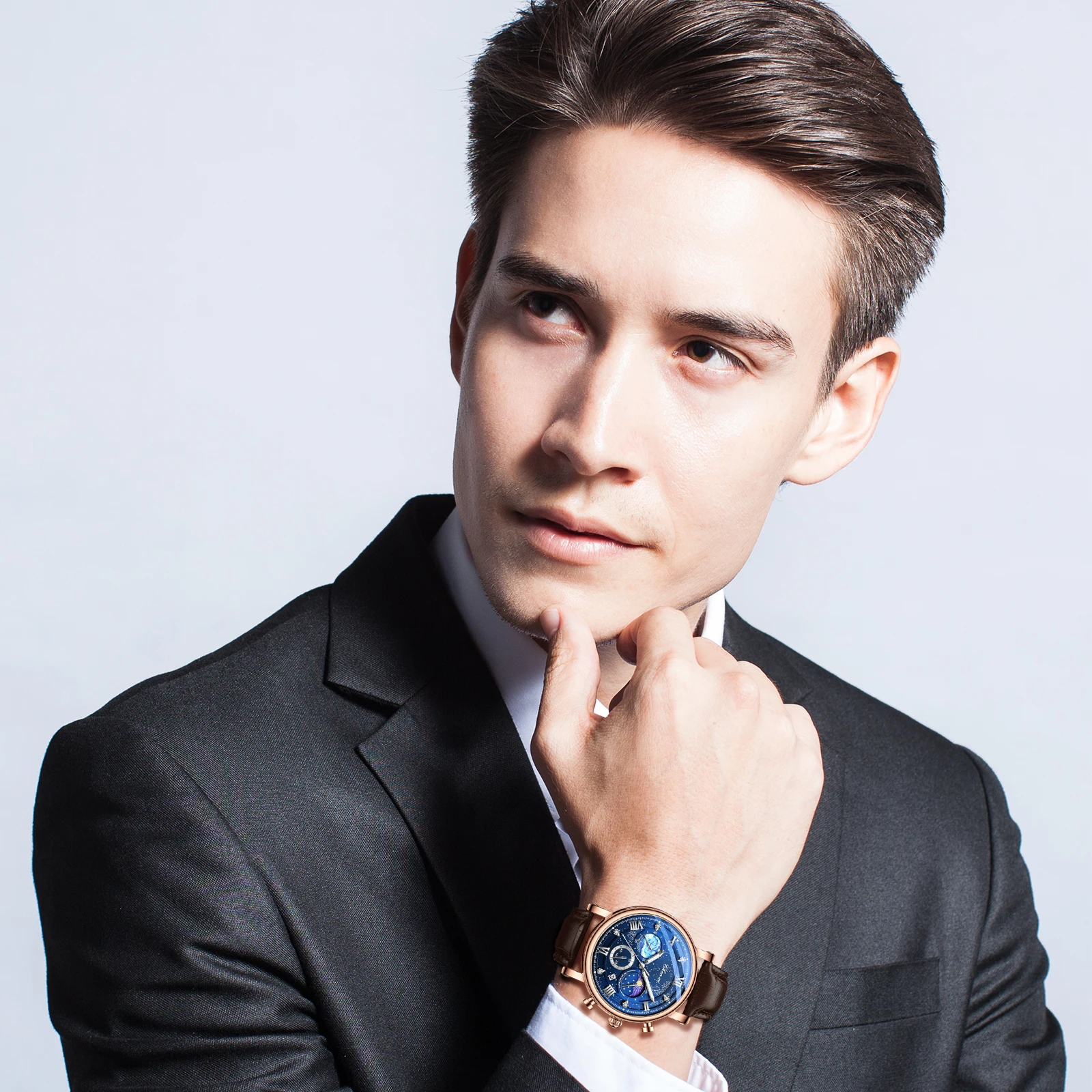 Men's quartz watch Leather strap waterproof watch Van Gogh Starry Sky decorated dial Chronograph Stopwatch Calendar available