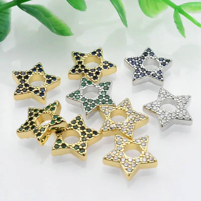 

Изящные женские ювелирные изделия, высококачественные Позолоченные медные двухсторонние Подвески с разноцветными фианитами и звездами для женских сережек «сделай сам»