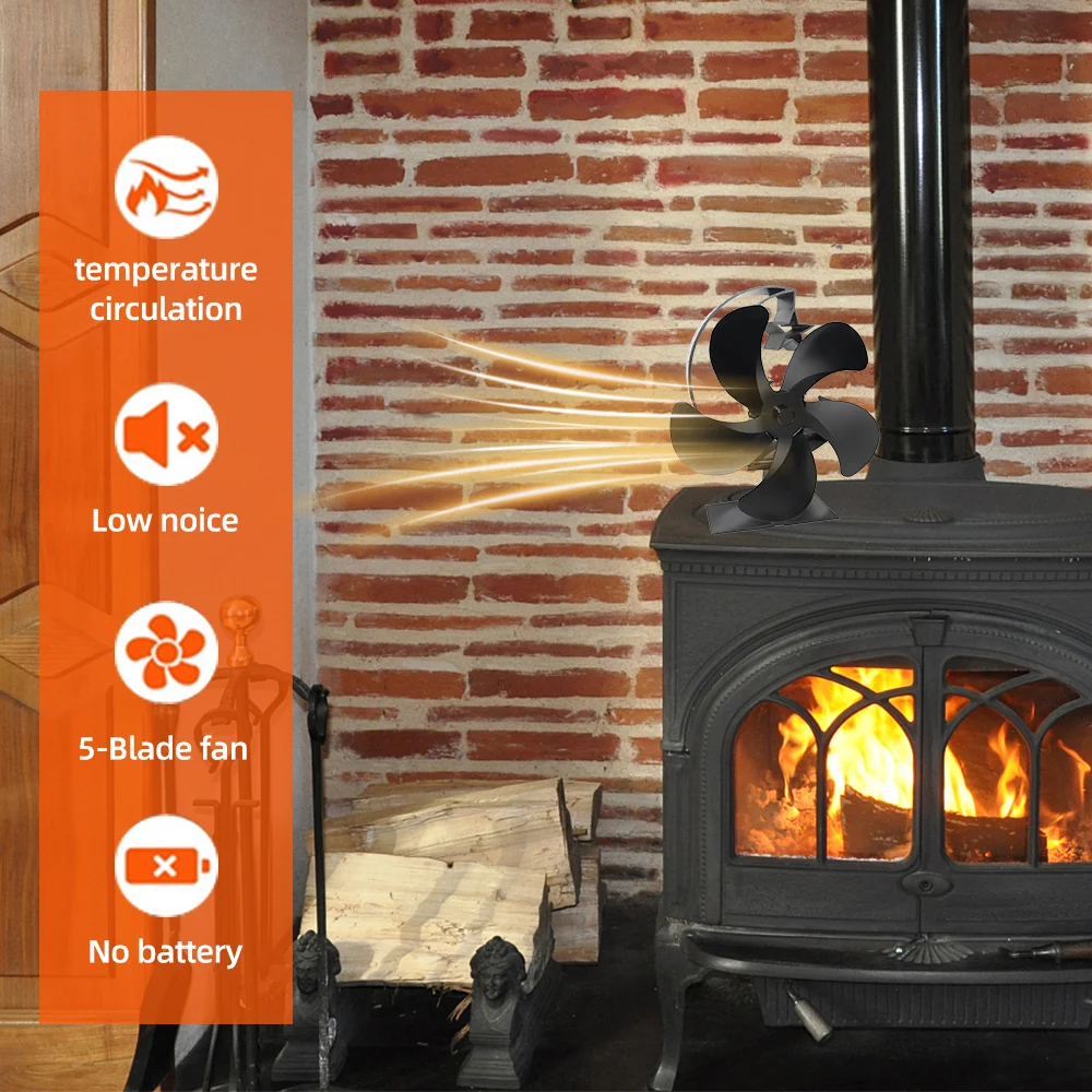 5/4 Blades Heat Powered Stove Fan Fireplace Fan Quiet Operation Circulating  Warm Air No Battery Required for Wood Burning Stove - AliExpress