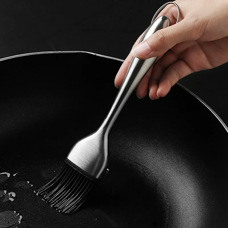 Silicone Basting Brush BBQ Oil Brush Stainless Steel Handle Barbecue Grilling Pastry Baking Cooking Barbecue Tools