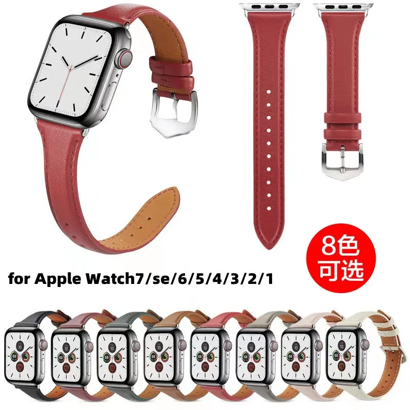

Кожаный ремешок премиум-класса для iWatch, тонкий браслет для IWatch Ultra Band 49 мм 45 мм 44 мм 38 мм 40 мм 41 мм 42 мм