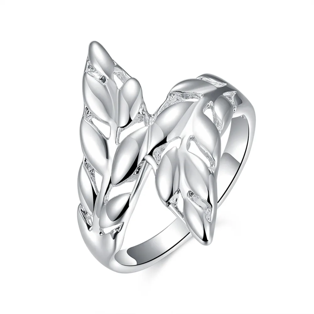 

Beautiful Retre Silver ring feather hot cute noble pretty fashion Wedding silver color women Lady Ring jewelry Gift charms