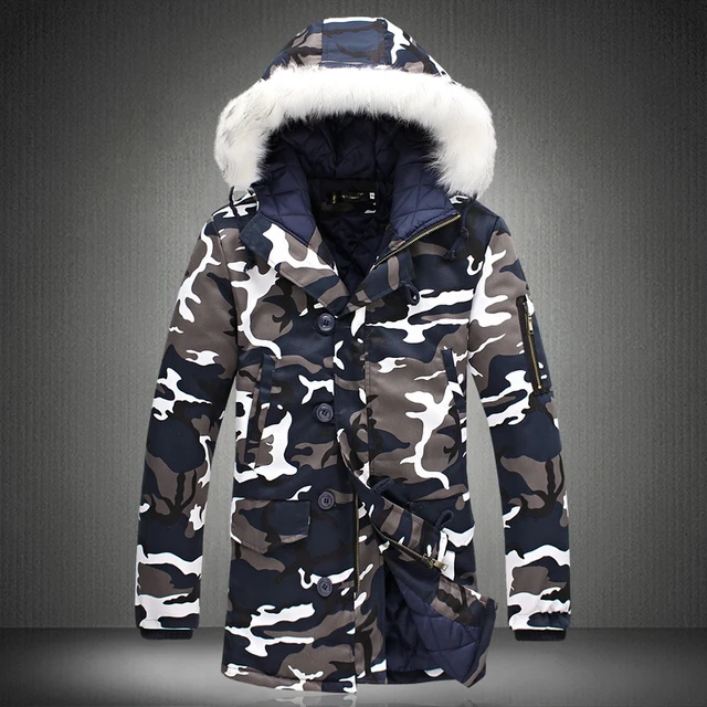 Mens Long Winter Camouflage Jacket Fur Hooded Down 2023 Outwear Thick  Military Style Parkas Male Big Coats Army Green Camo 3XL - AliExpress