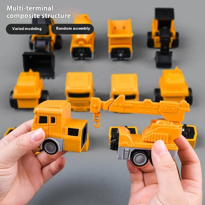 Engineering Car Toys Magnetic Transform Engineering Car Assembled Toys DIY Kids Assembly Engineering Vehicle Detachable Assembly Robot Collection Toy
