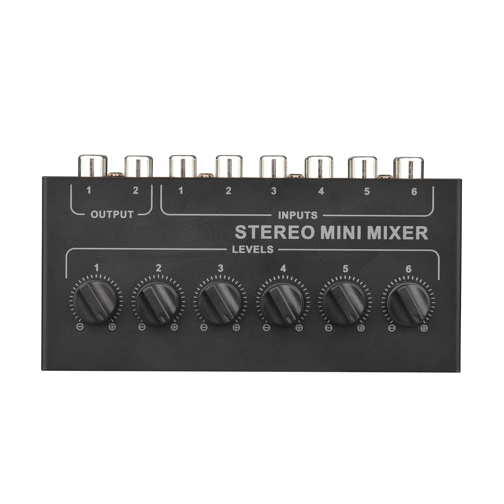 

Mini Stereo 6 Channel Passive Mixer RCA Portable Audio Mixer 6 In 2 Out Stereo Distributor Volume Control No Battery Required