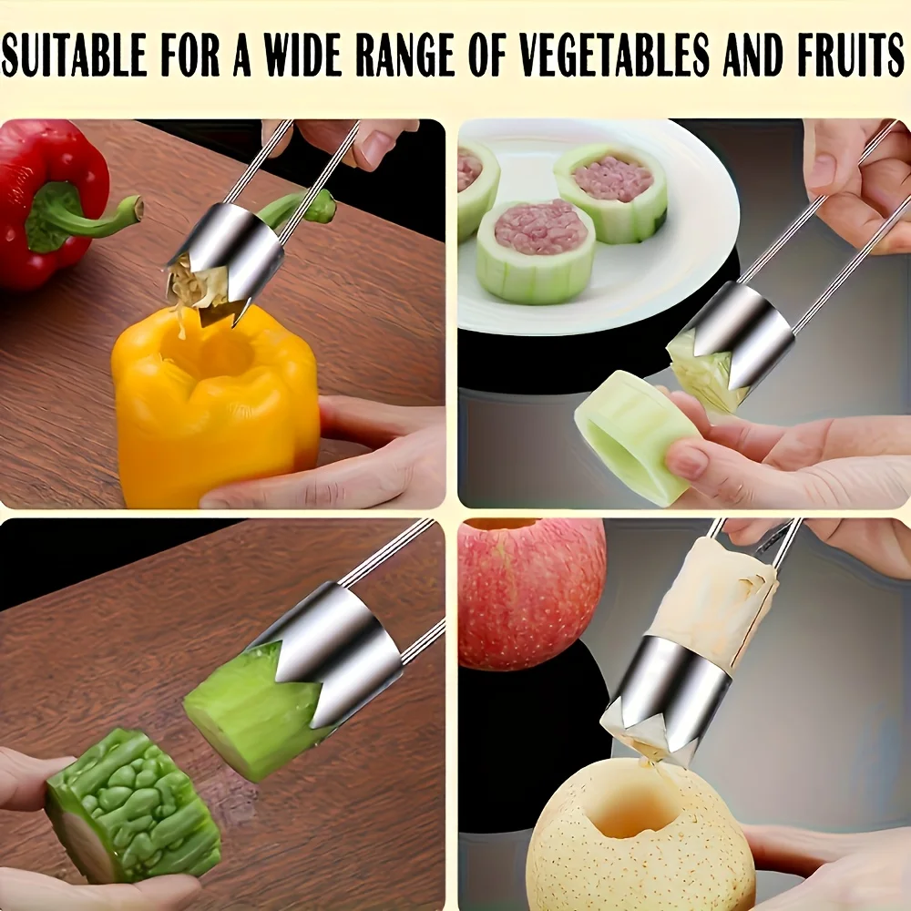 1/2pc Stainless Steel Corer Portable Core Remover Vegetable Fruit Core Extractor Multi-Use Kitchen Corer Remover Tool for Pepper 3