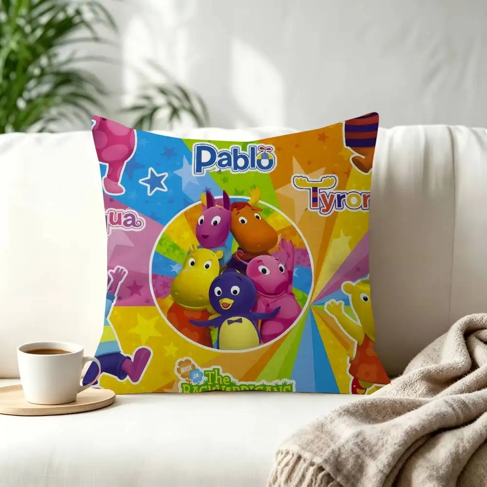 Playful Backyardigans Decorative Throw Pillow Cover - Cozy Square Accent