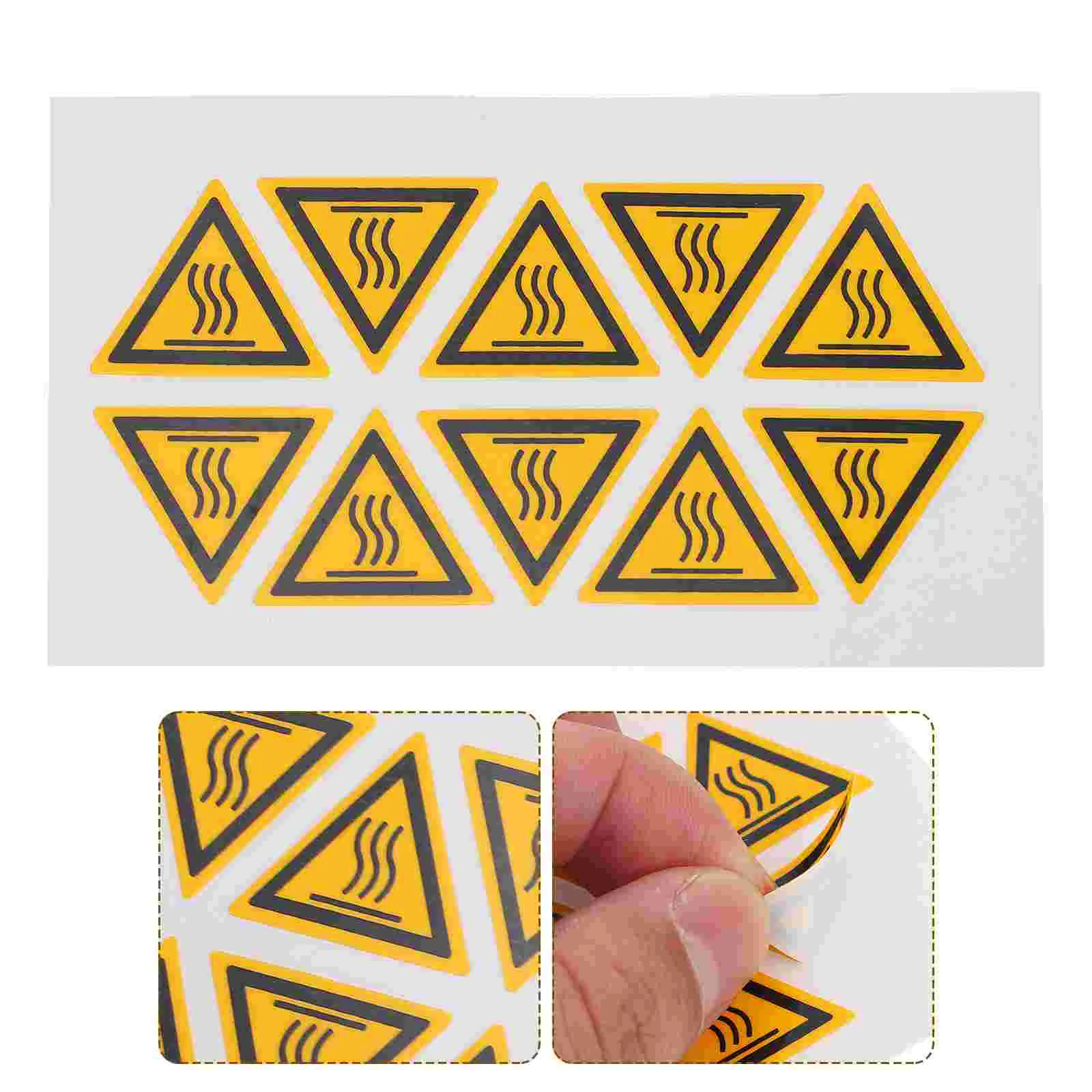 

10 Pcs Label Pay Attention to High Temperature Warning Equipment Decals Scald Sticker The Sign Triangle Caution
