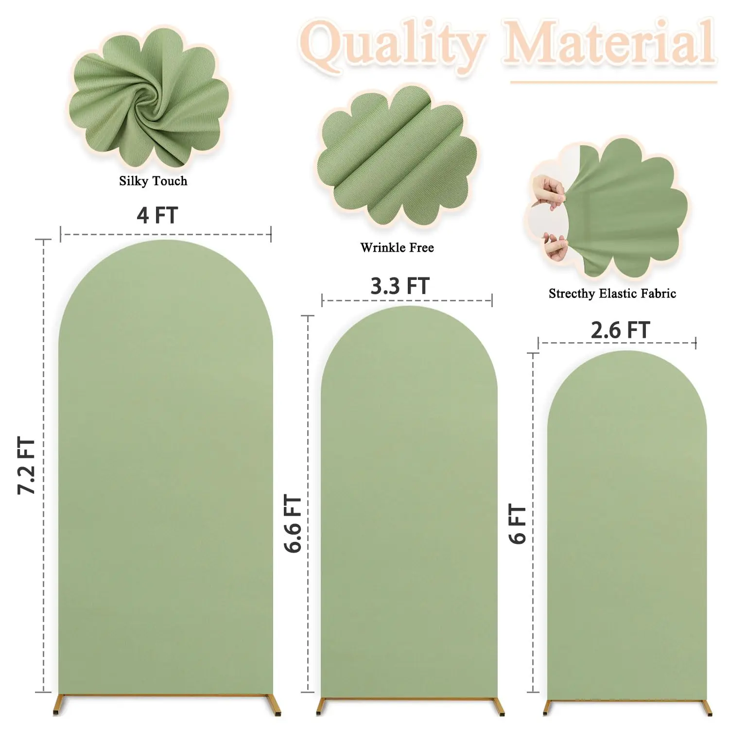 Wedding Arch Cover Set of 3 Spandex Fitted Cover Stretchy Backdrop 4ft 5ft 6ft Balloon Wedding Arch Stand Wedding Arch Set Party Arch Set