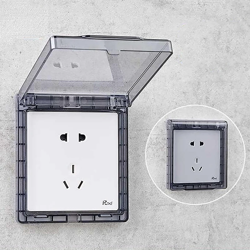 Description Picture 4 of item1pc 86 Type Splashproof Box Self-adhesive Waterproof Socket Protective Cover Switch Socket Cover Bathroom Light Switch Cover