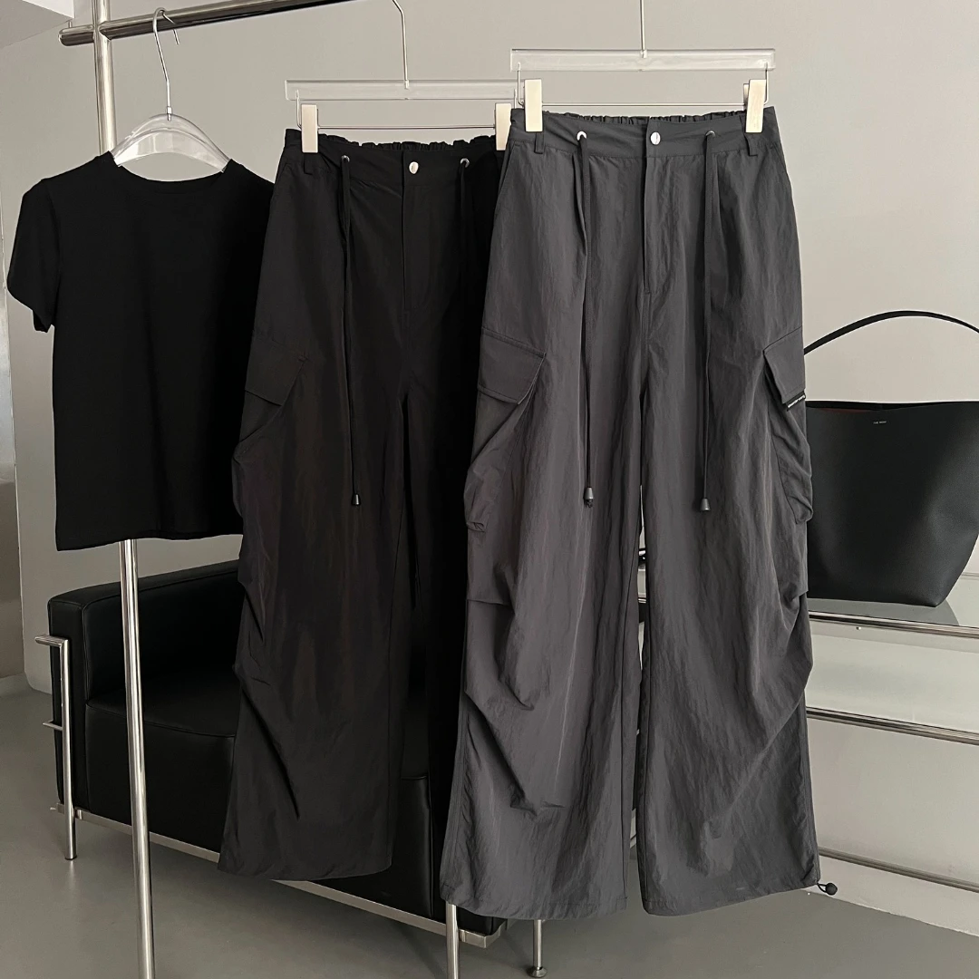 

148895 Fashion Classic Trendy Luxury Design New Casual Loose Fit Cargo Wide Leg Pants Female A2