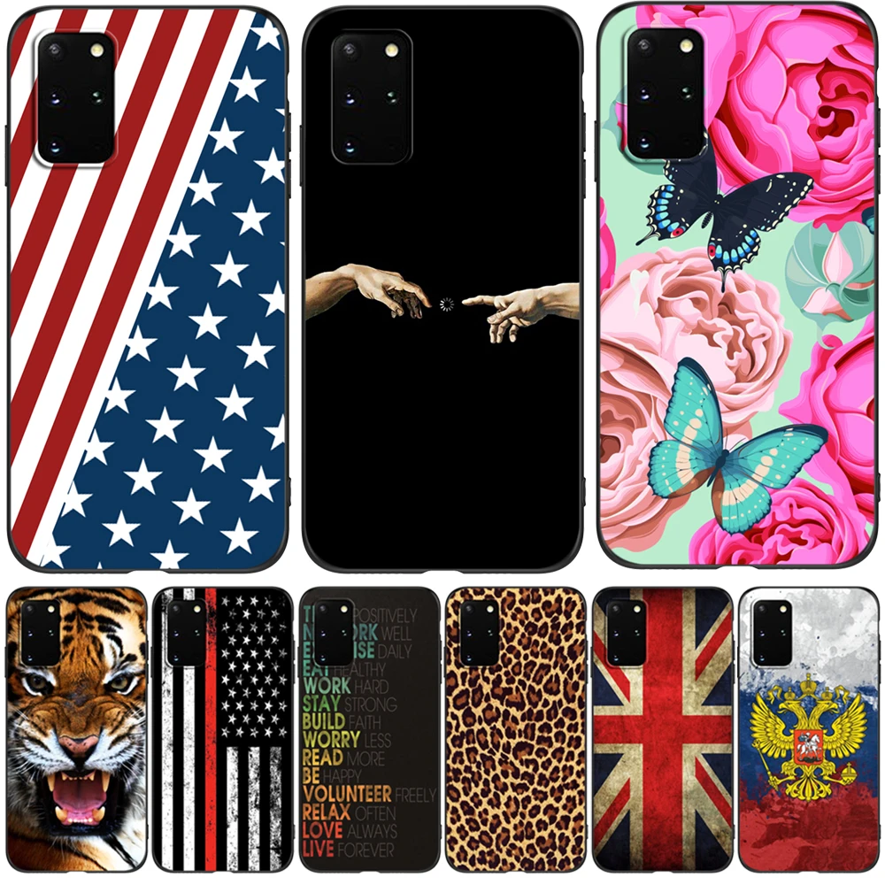 Per Samsung Galaxy S20 Custodia Per Samsung S20 Plus S20 Ultra S20 Fe Custodia Galaxys20 S 20 + Custodia In Tpu Nero Uk Usa Flag Skull Wolf