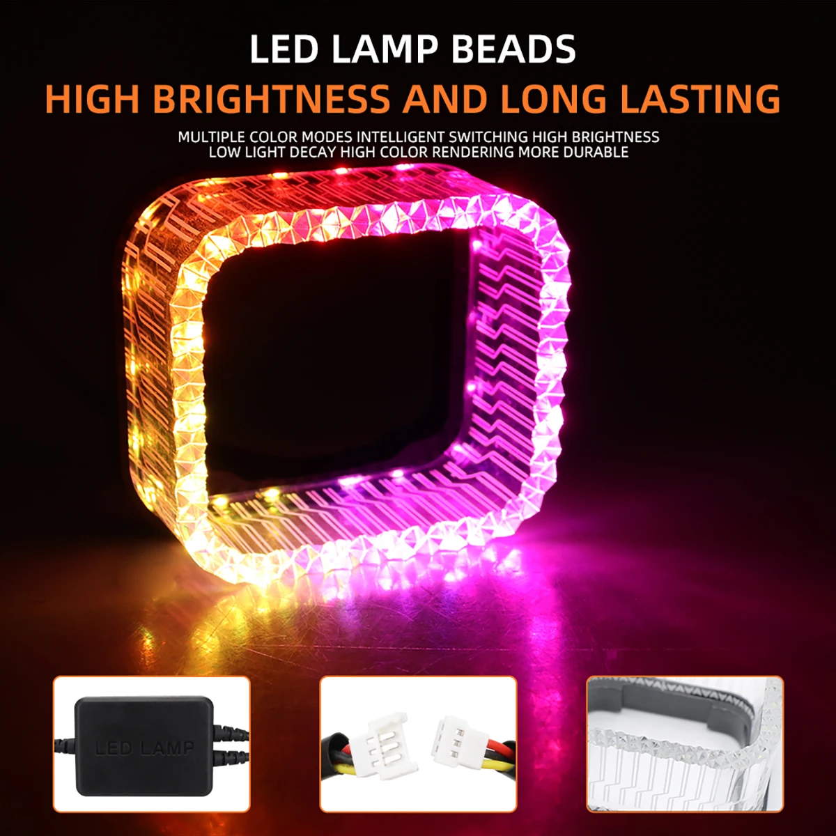 1.5/3 인치 자동차 12V LED 라운드 스퀘어 천사 눈 조리개 주간 러닝 라이트 헤드 라이트 자동차 오토바이 링 조리개 장식 조명