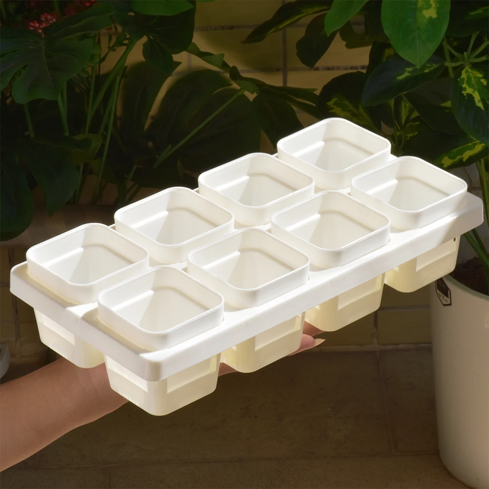 1-8Pcs Plastic Succulents Planter Pots With Tray Set,Nursery Pot Cactus Plant Pot Garden Garden Decoration Supplies