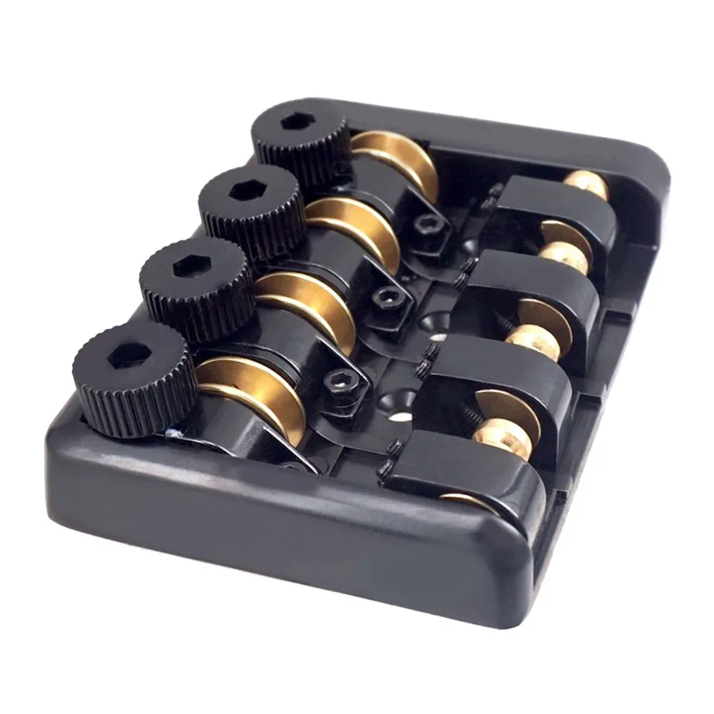 

Upgrade Your Travel Bass Guitar with this Premium Headless Brass Roller Saddle Bridge Achieve Enhanced Tone and Durability