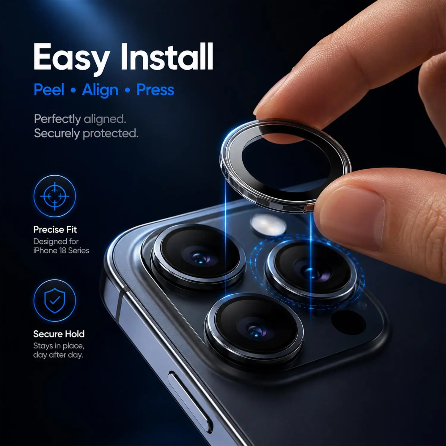 Premium Full-Cover Clear Glass Camera Protector with Tempered Glass Ring Cap