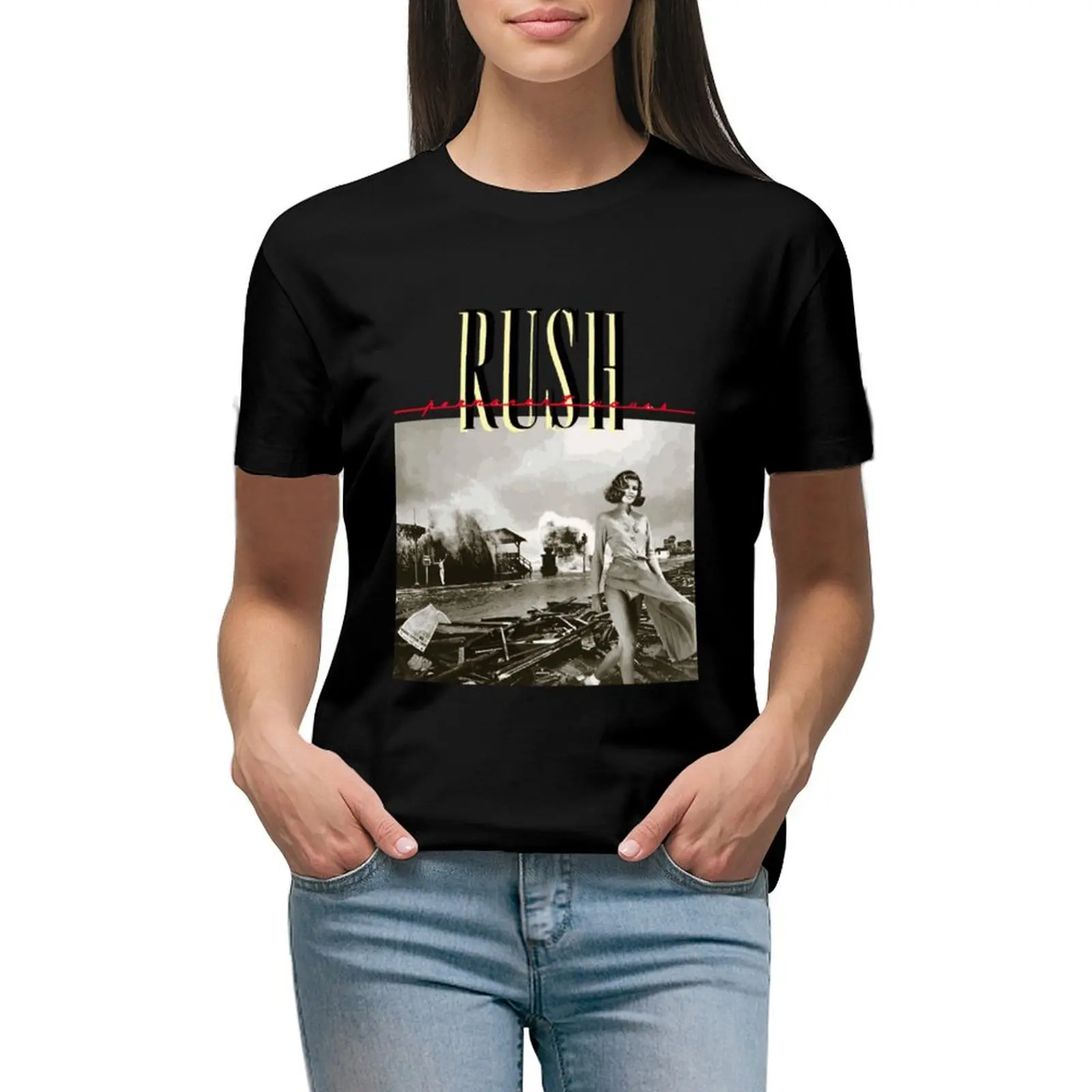 

Rush Permanent Waves T-shirt tops aesthetic clothes black t-shirts for Women