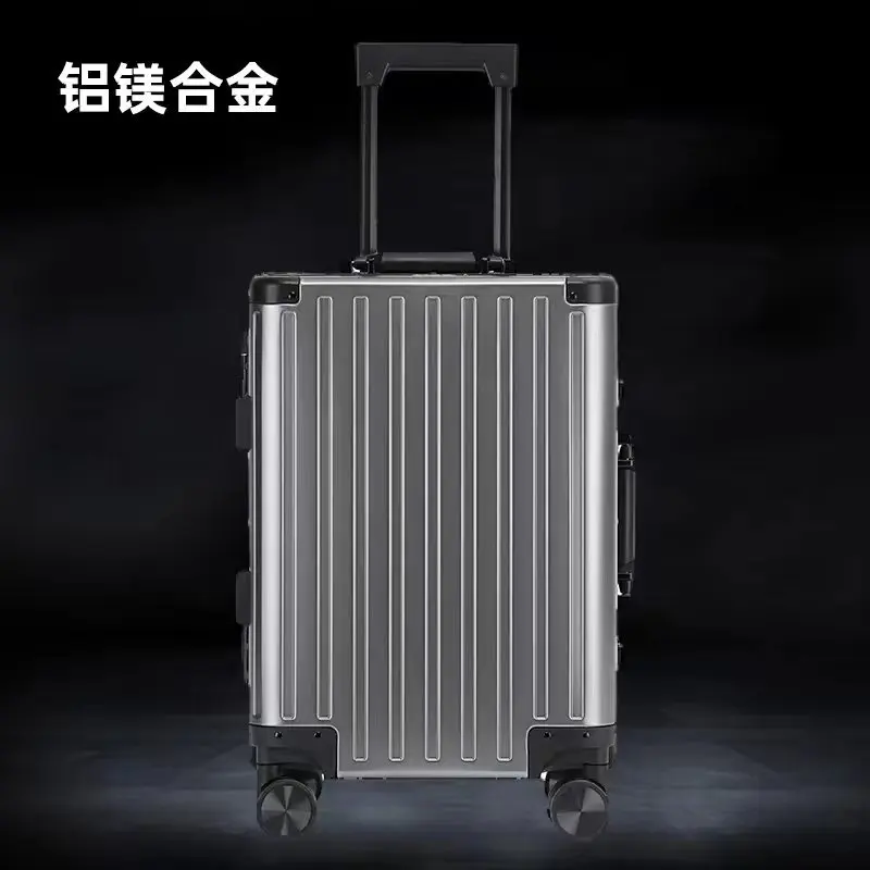 PLUENLI All-Aluminum Magnesium Alloy Luggage Men's and Women's Aluminum Frame Universal Wheel Trolley Case Boarding Travel Metal