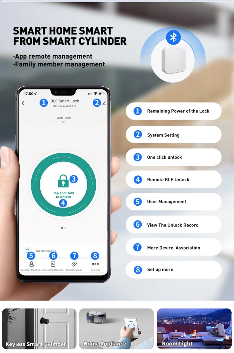 Tuya APP Fingerprint Cylinder Smart Door Lock Electronic Digital RFID Keypad Cod