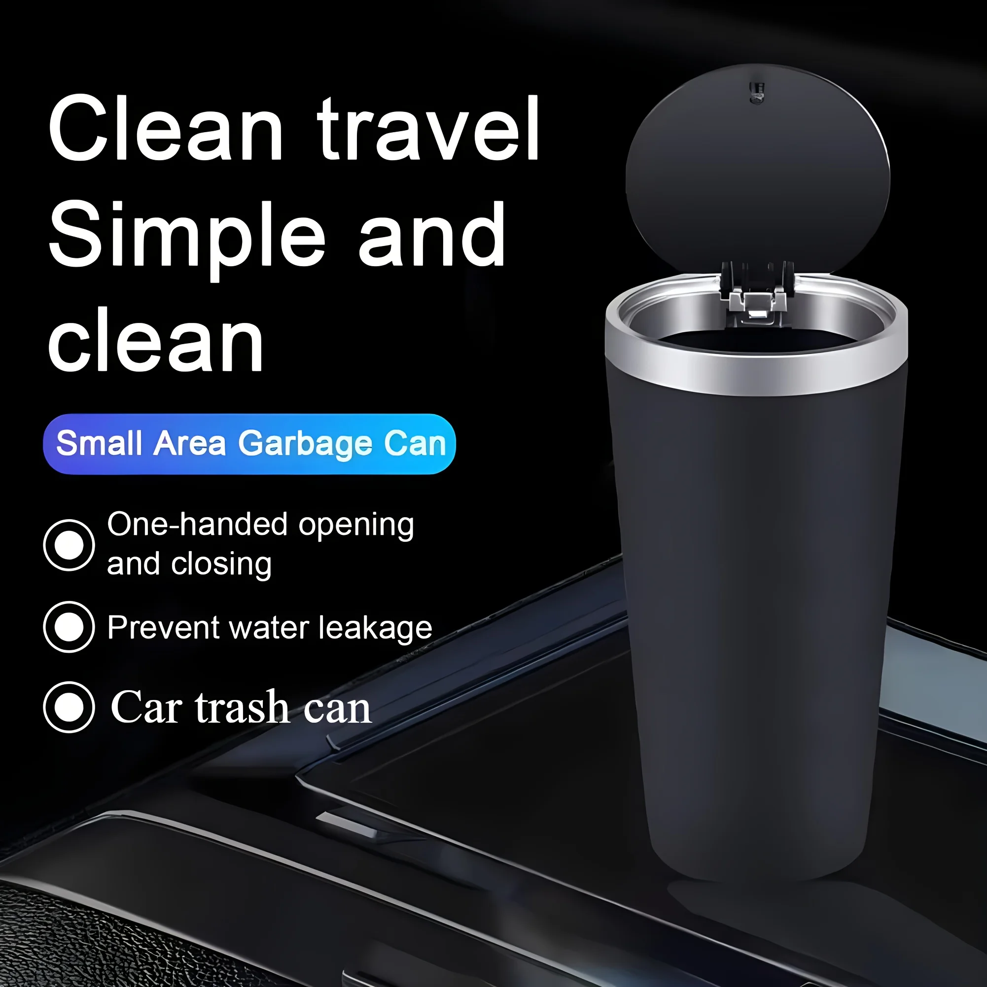 Waterproof ABS Car Trash Can with Lid for Vehicle Storage