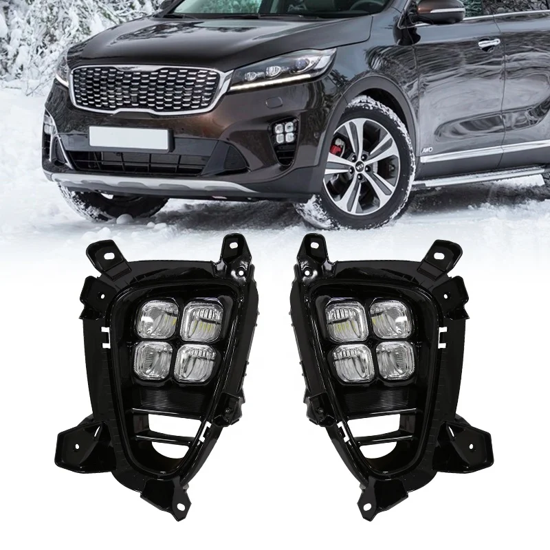 

Waterproof Auto parts Car LED Fog Light Daytime Running Light DRL Kit Assembly For KIA Sorento 2019 2020 Asia Type Driving lamp