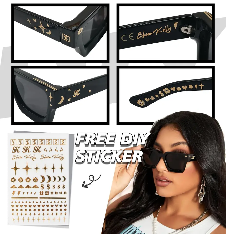 SHEEN KELLY Retro Sonnenbrille Damen - Rechteckiger Ultra-Small Frame