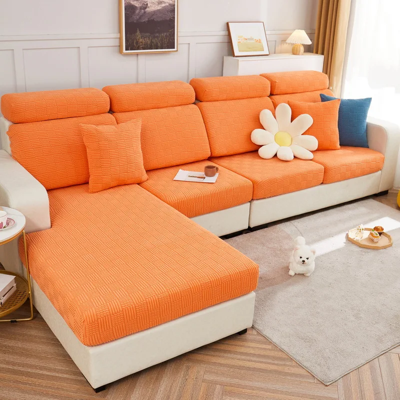 

Knitted Elastic Sofa Cover All Seasons Universal Cushion Cover Living Room Sofa Cover Full Package Cover Cloth Anti-Cat Scratch