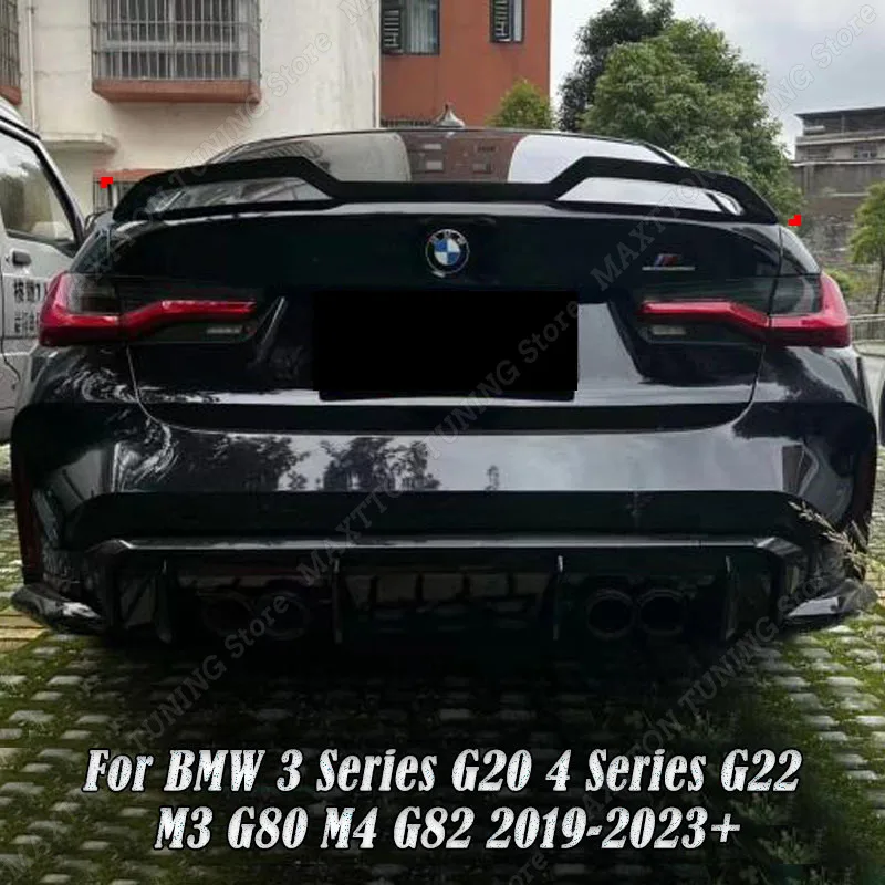 Per Bmw Serie 3 G20 Serie 4 G22 M3 G80 M4 G82 V Style Car Rear Trunk Spoiler Wing Trim Body Kit 2019-2023 + Accessori