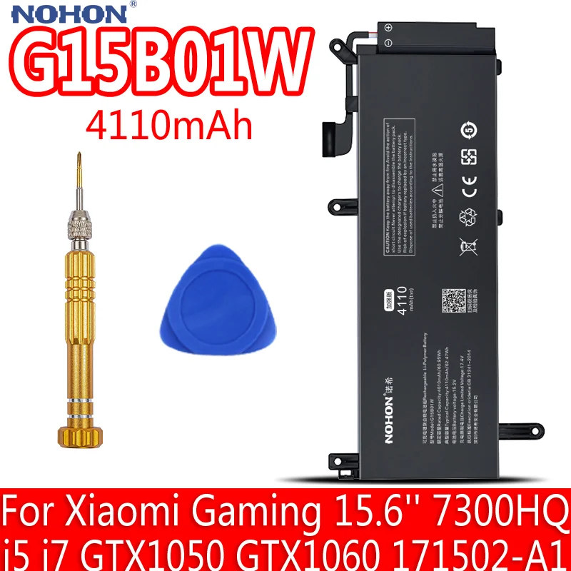 Аккумулятор NOHON G15B01W для игрового ноутбука Xiaomi, 15,6 дюйма, 7300HQ i5 i7 GTX1050 GTX1060 GT1060 171502-A1 1050Ti 1060 G15BO1W