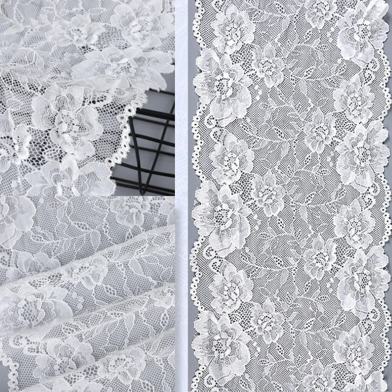 Lace Fabric Lace Garment Accessories Lace Sewing Supplies Lace Sewing Accessories Lace Accessories Lace Decoration 3Yards 20cm width Elastic Lace Fabric DIY Crafts Sewing Decoration Accessories For Garments Elastic Lace Trim White Black