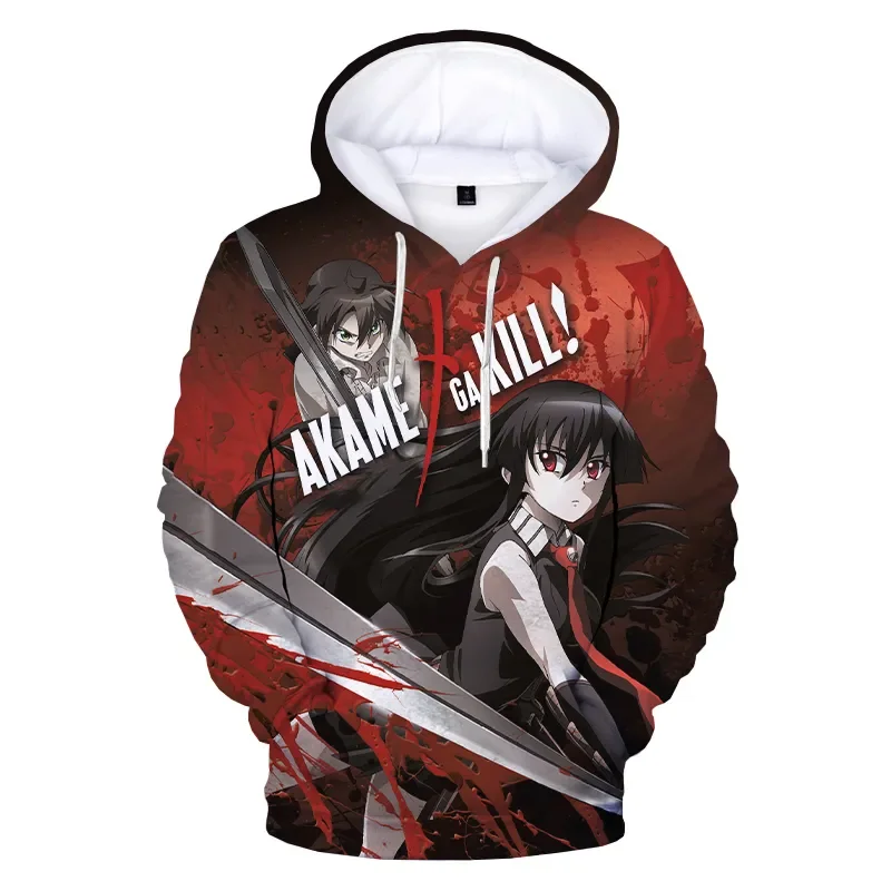 

Толстовка с капюшоном и 3D-принтом аниме Akame Ga KILL, свитшоты для женщин и мужчин, модный Повседневный пуловер, уличная одежда в стиле Харадзюку, куртка с капюшоном