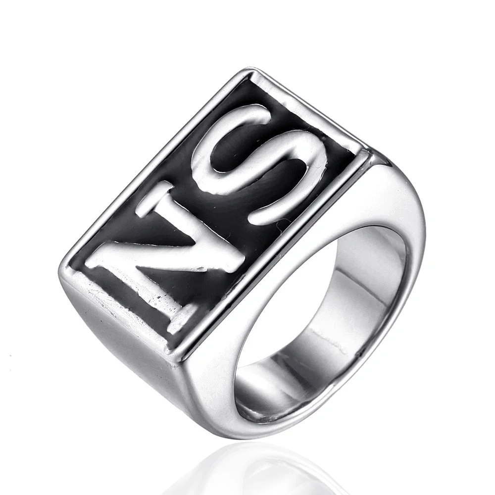 Stainless Steel Solid Anarchy Son Ring SONS Men's Bicycle Punk Style Ring Size 7-14