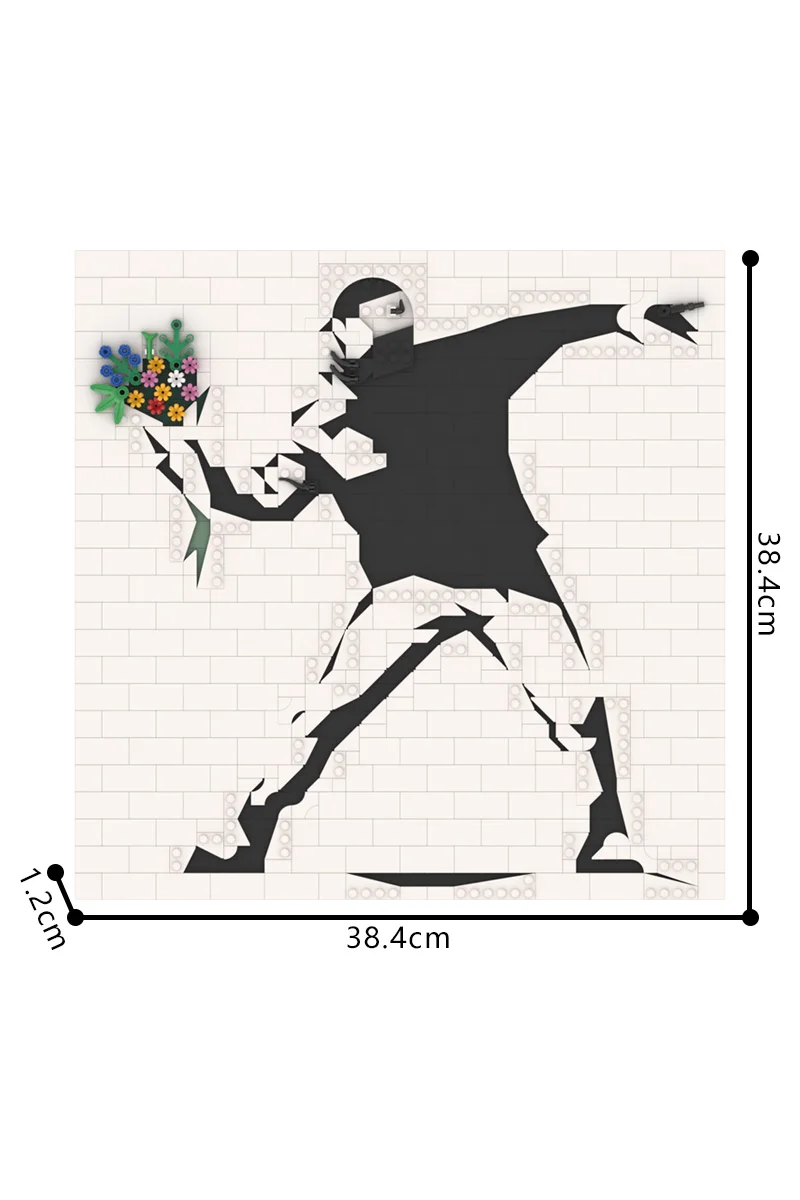 MOC Banksy Mädchen mit Ballon Modell Bausteine Britischen Graffiti Künstler Blume Werfen Malerei Ziegel Spielzeug Erwachsene Geschenk – Detail 7