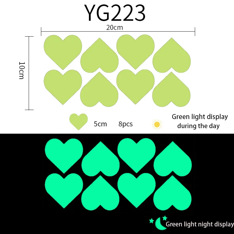 Love Nightlight Sticker Heart Shaped Sticker Bedroom Wall Cute Creative Decoration Fluorescent Luminous Wall Sel luminous wall stickers fluorescent stickers