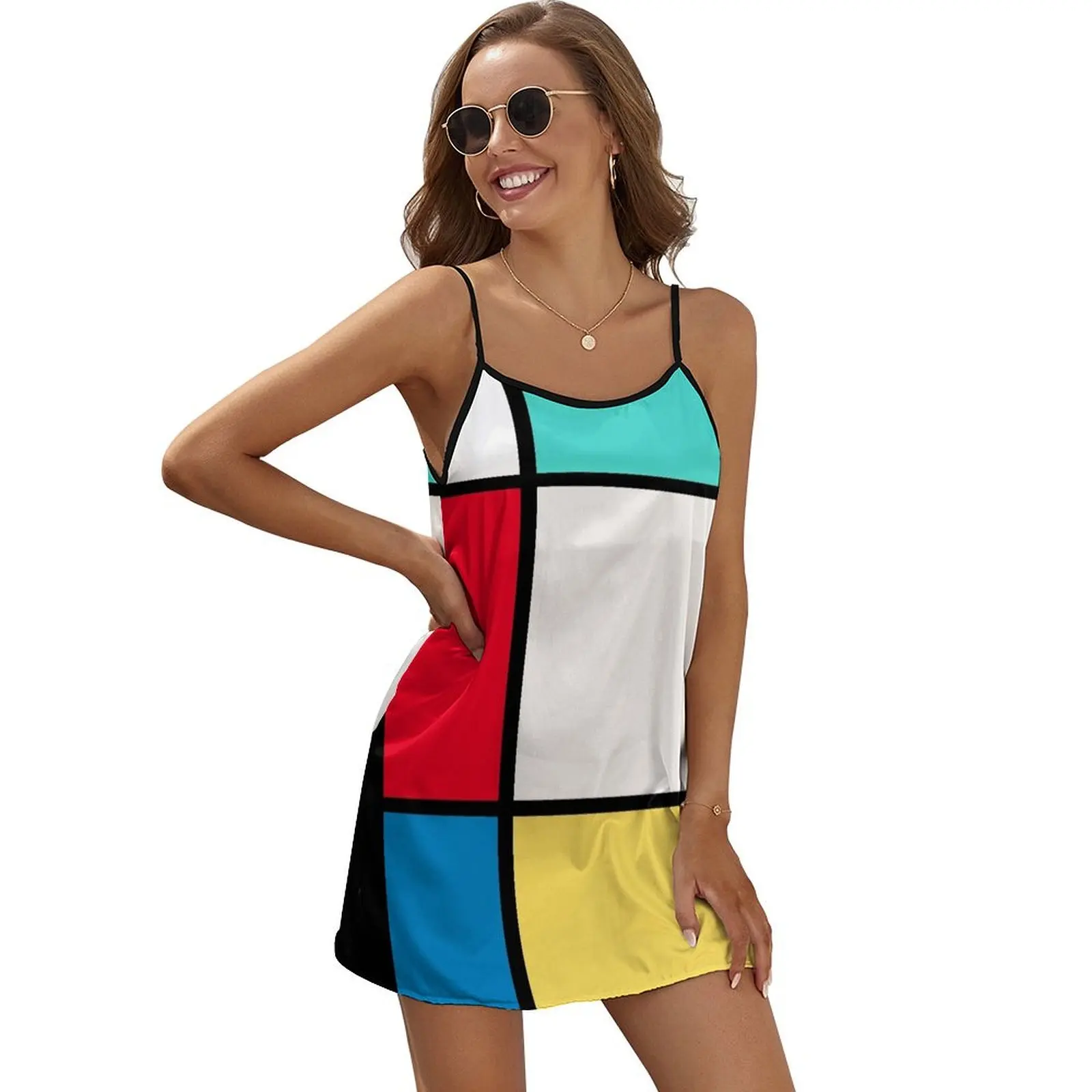

Color Block Retro Sleeveless Dress women's summer dress 2024 summer dresses
