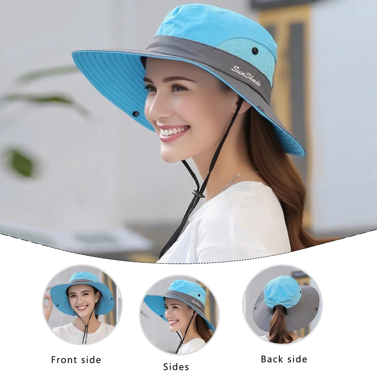 Large Brim Hiking Hat Men's Summer Outdoor Western Cowboy Hiking Mountaineering Sunshade Breathable Quick-Drying Fisherman Hat Women's Fishing Fishing Basin Hat