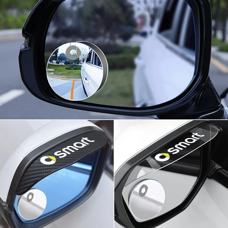Car Rearview Rain Eyebrow 2pcs Small Round Mirror for Smart Fortwo Forfour453 451 450