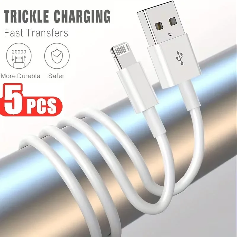 1/3/5개 고품질 USB 충전 케이블 아이폰 14 8 7 6S 플러스 13 12 프로 XS 맥스 XR SE 충전 코드 데이터 동기화 라인 1m 2m