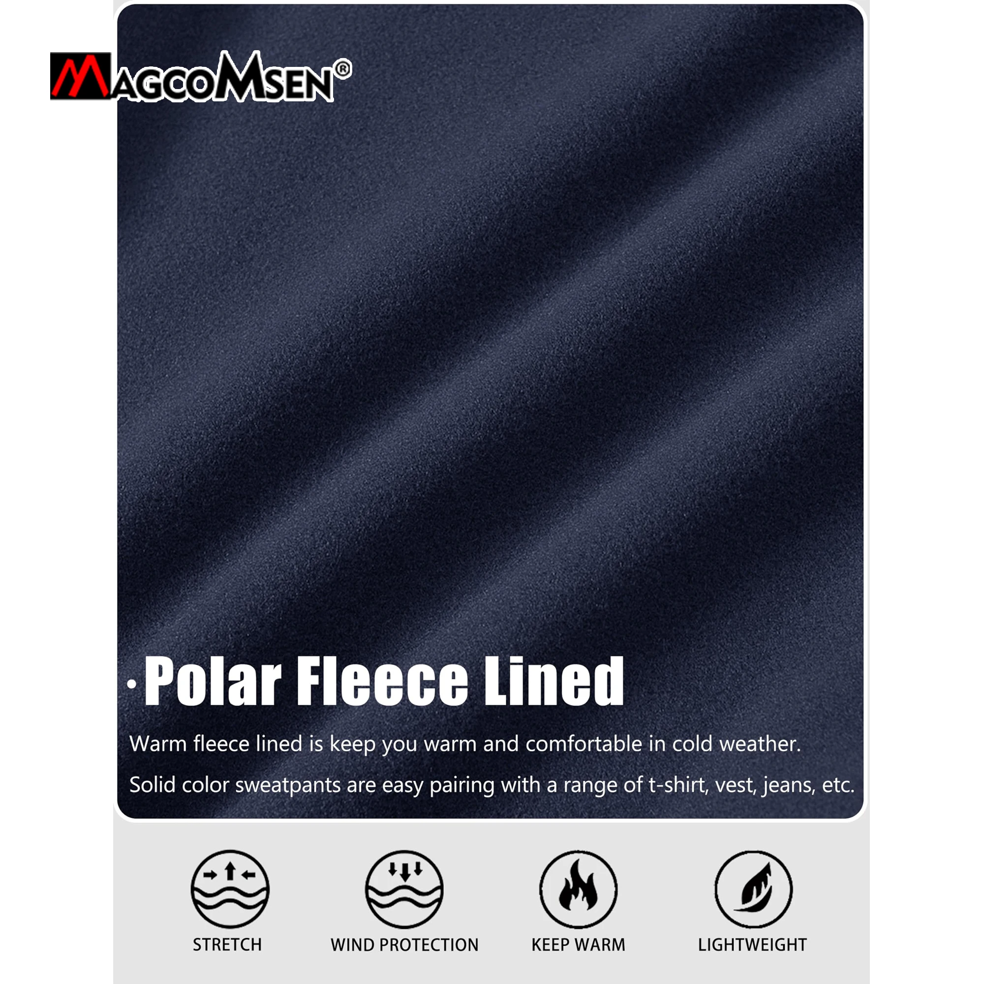 Sport Jogging Trousers Fleece Sweatpants MAGCOMSEN Men's Fleece Lined Sweatpants Winter Thicken Warm Joggers Outdoor Water Repellent Sport Pants
