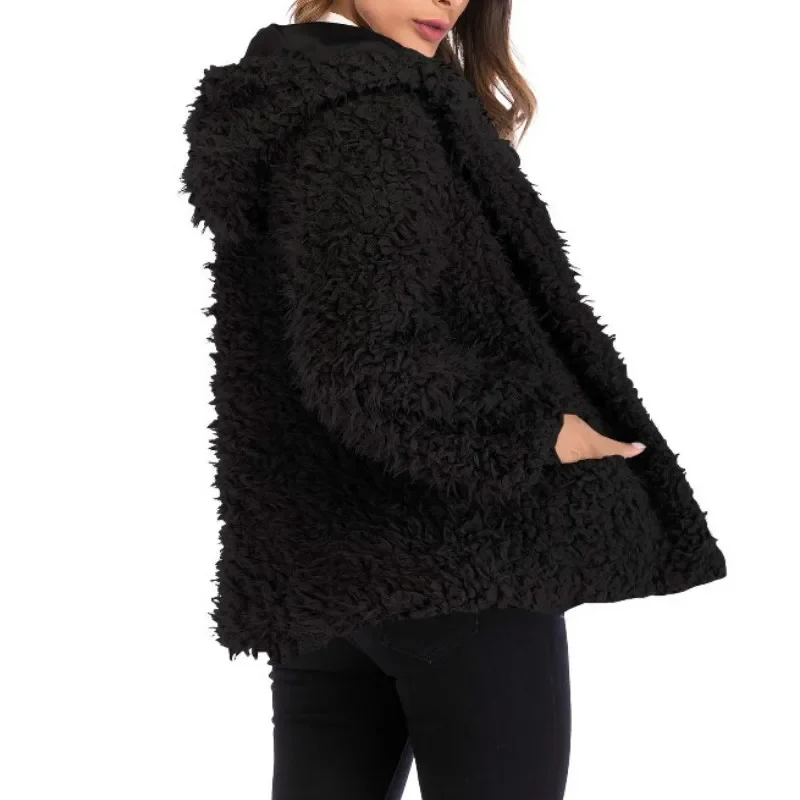 Autumn Winter Warm Fur Coat Women Solid Color Fluffy Long Sleeve Teddy Bear Jackets Coat Fashion Casual Sweaters Loose Outfits
