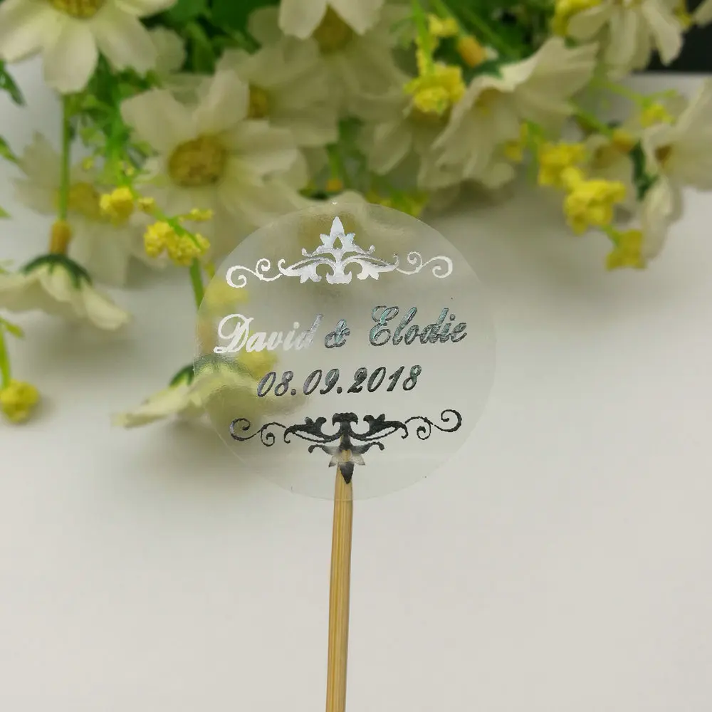 50PCS Real Shiny Gold Foil Your Names and Date Wedding Invitations Seals Candy Favors Gift Boxes Label Sticker personalized stickers