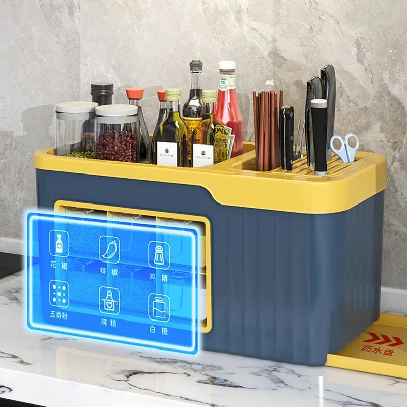Kitchen Storage Organization Rack Multifunctional Seasoning Box Knife Rack Seasoning Storage Rack Can Kitchen Organizer Box