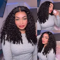 Perruque sans colle 360 Full Lace à densité 250 avec sangle invisible, perruque frontale à cordon invisible, perruque en cheveux humains bouclés birmans avec dentelle frontale 2