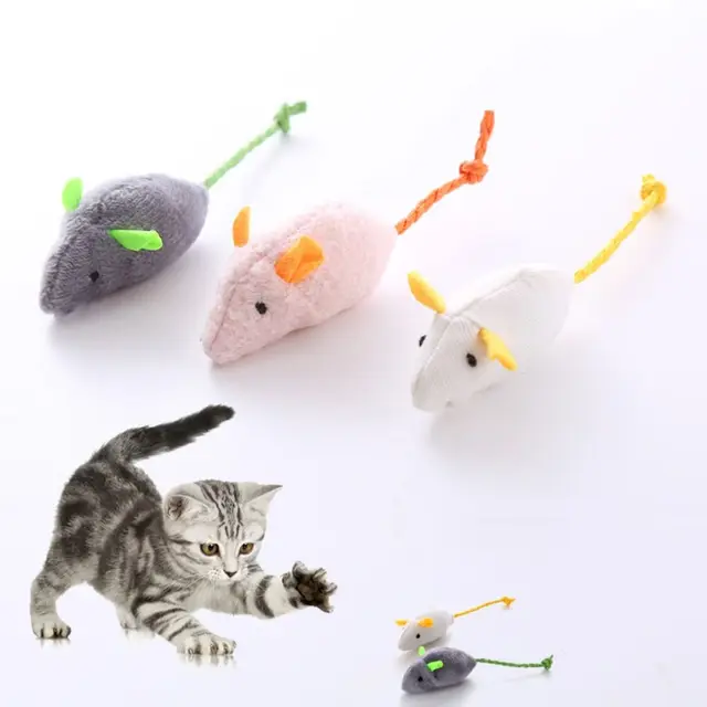 2pcs Funny Plush Soft Interactive Cats Training Toy Simulated Mouse Fake Mice Catnip Toy 2