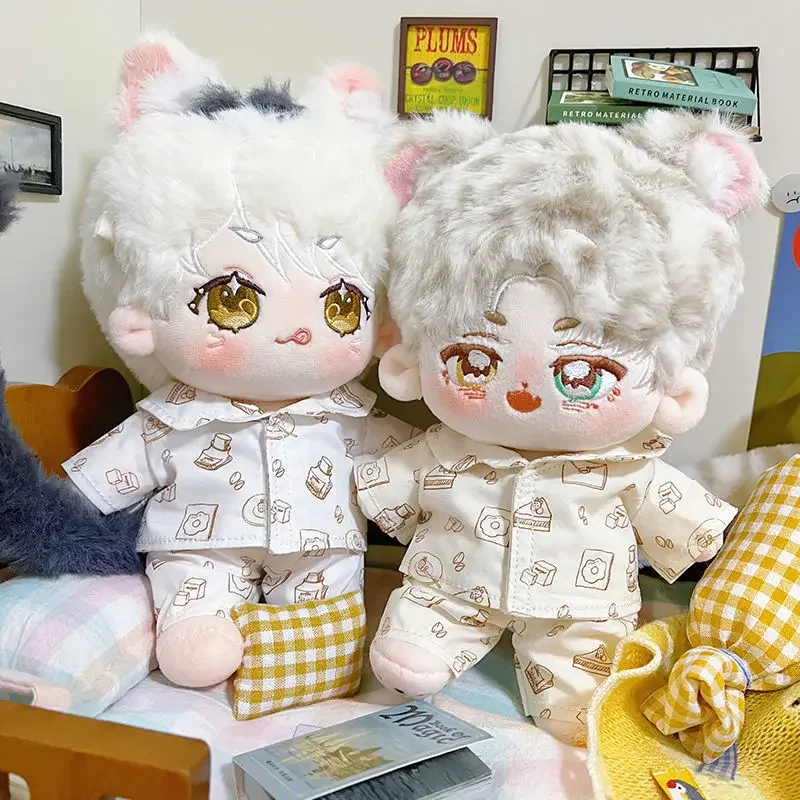 

Handmade 2pc No Attribute Doll Clothes 20cm Cute Pajama Set Plush Dolls Outfit Toys Baby Doll's Accessories Cos Suit