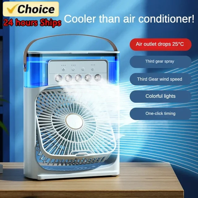 3 In 1 Fan AIr Conditioner Household Small Air Cooler LED Night Light Portable Humidifier Air Adjustment Fan Office Home Fan New 2