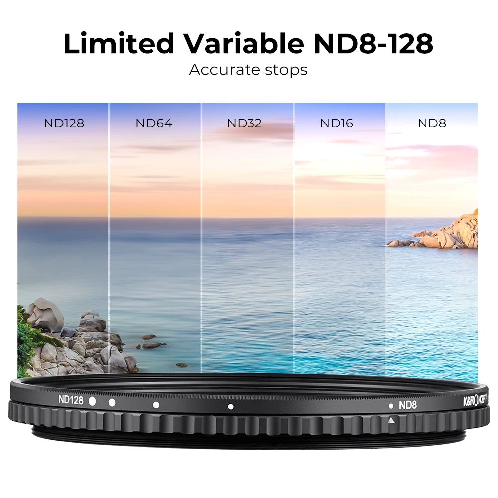 Description Picture 4 of itemK&F Concept ND8-ND128 Variable ND Filter 52mm 58mm 62mm 67mm 72mm 77mm 82mm NO X Spot Fade Neutral Density Filter For Camera Len