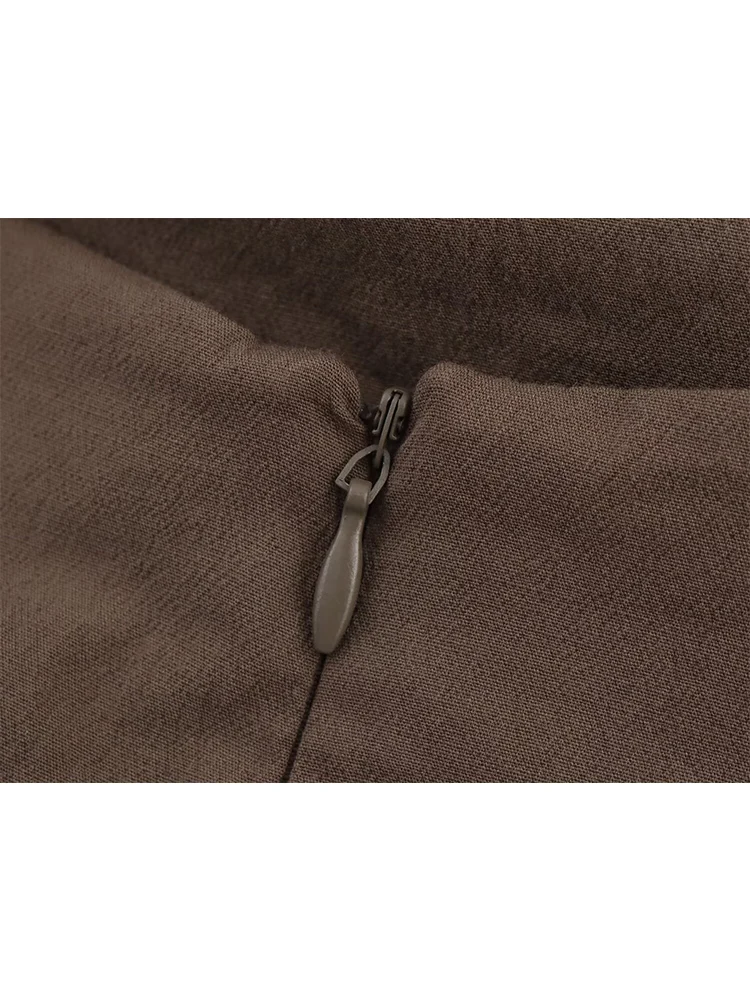 TFMLN Women Metal Rings Halter Midi Dress Sexy Backless Bow Lace Up Sleeveless Folds Street Sexy Party Bodycon Dress Summer New