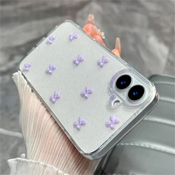 Chic 3D Bowknot Glitter Clear Case with Korean Girl Design for iPhone 11 (Purple)